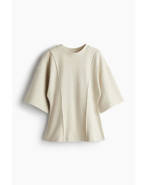 H&M White Feinstrick-Shirt in Loose Fit