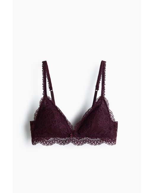 H&M Purple Wattierter Soft-BH mit Spitze