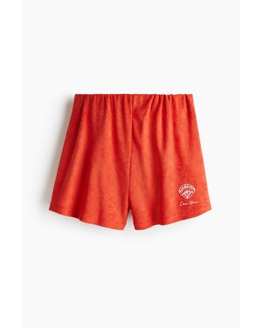 H&M Red Shorts aus Frottee