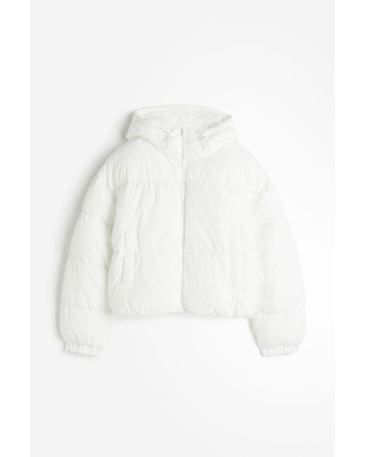 Weiße pufferjacke mit kapuze Clearance