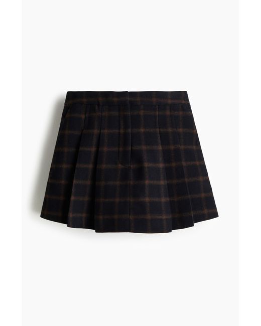 H&M Black Plissierter Skort aus Wollmix