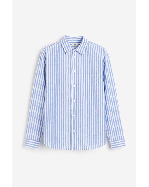 H&M Hemd aus Leinenmix Relaxed Fit in Blue für Herren