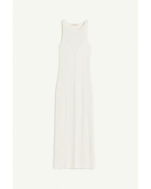 H&M White Rückenfreies Kleid aus Rippstrick