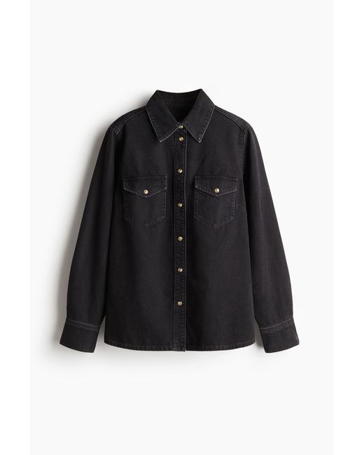 H&M Black Hemdbluse aus Denim