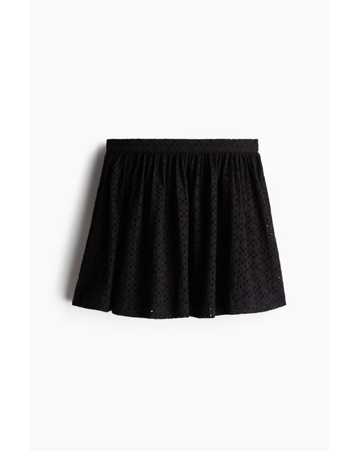 H&M Black Minirock mit Broderie Anglaise