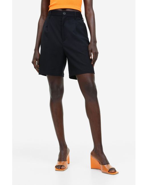 H&M Tailored Shorts in Black | Lyst