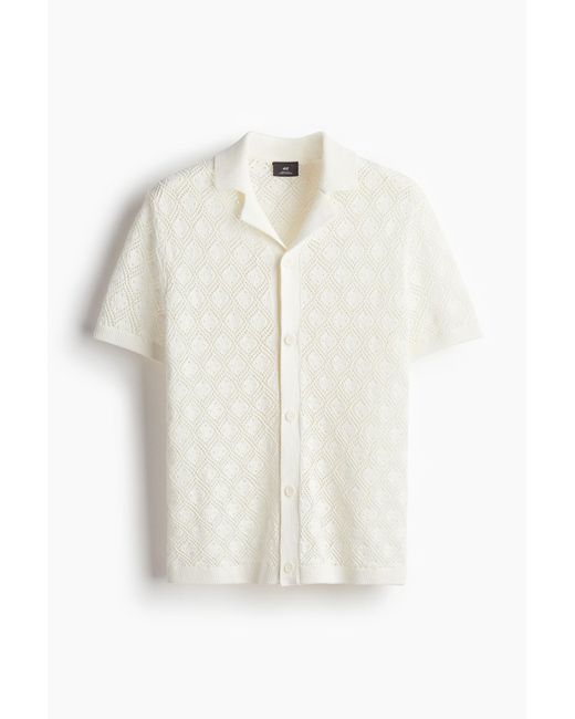 Chemise Regular Fit façon crochet avec col cubain H&M pour homme en coloris White