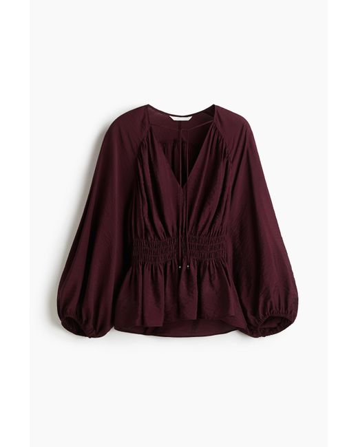 Blouse Smockée H&M en coloris Red