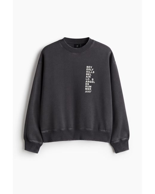 H&M Bedrucktes Sweatshirt in Loose Fit in Black für Herren