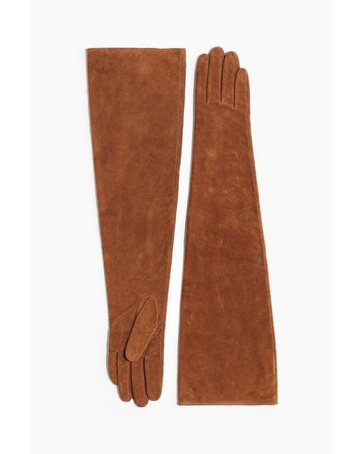 H&M Brown Lange Lederhandschuhe