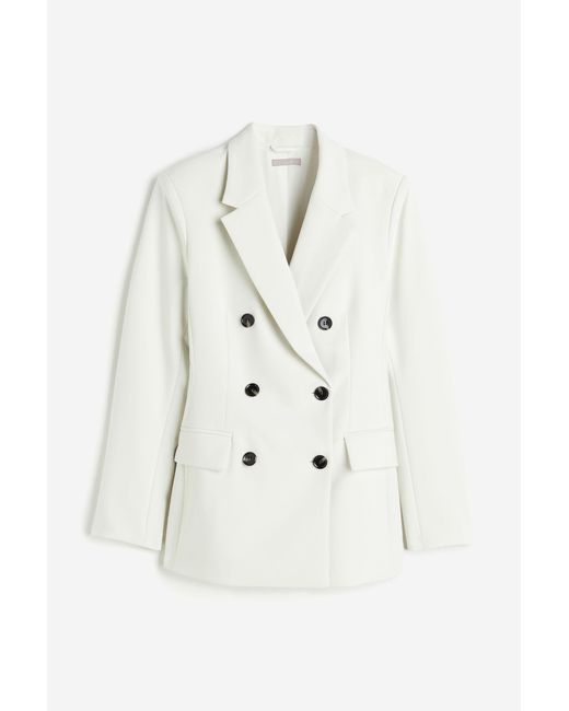 H&M Double-breasted Blazer in het White