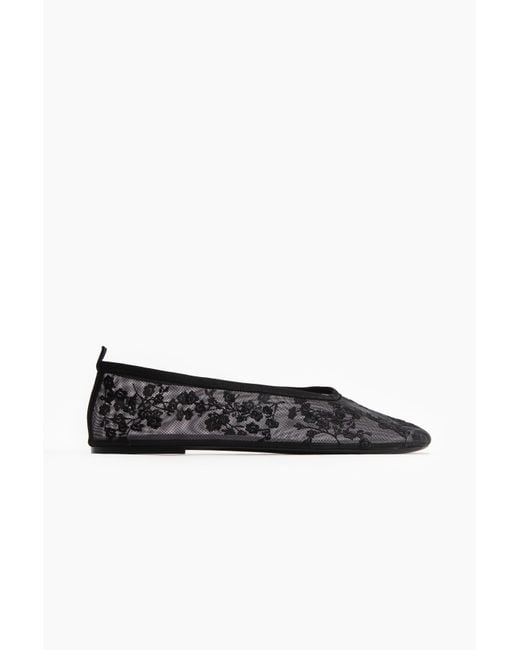H&M Black Bestickte Ballerinas