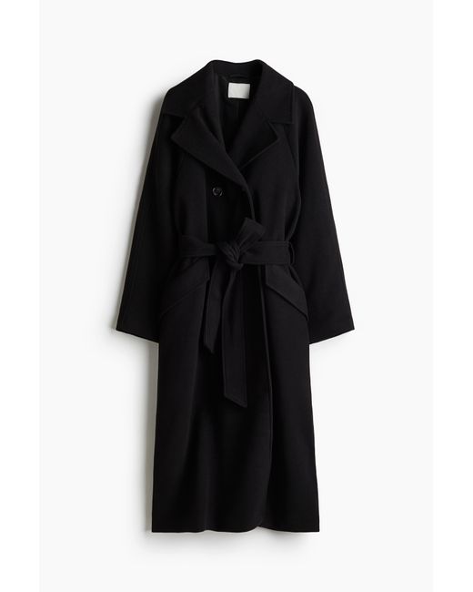 H&M Black Mantel mit Bindegürtel