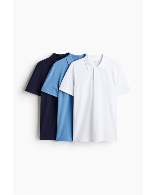 H&M Set Van 3 Poloshirts in het Blue voor heren