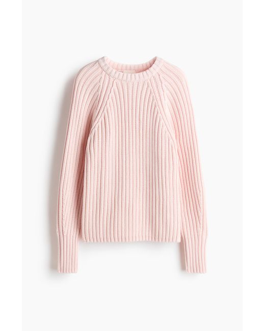 H&M Pink Pullover in Rippstrick