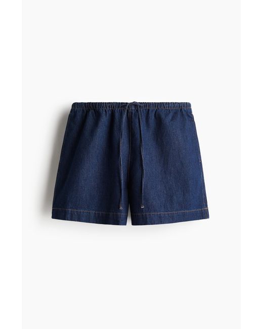 H&M Denim Short Met Drawstring in het Blue