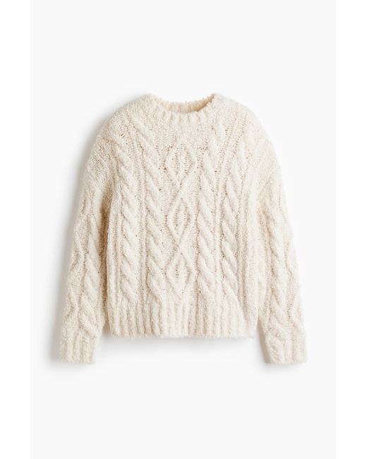 H&M Gebreide Kabeltrui in het White