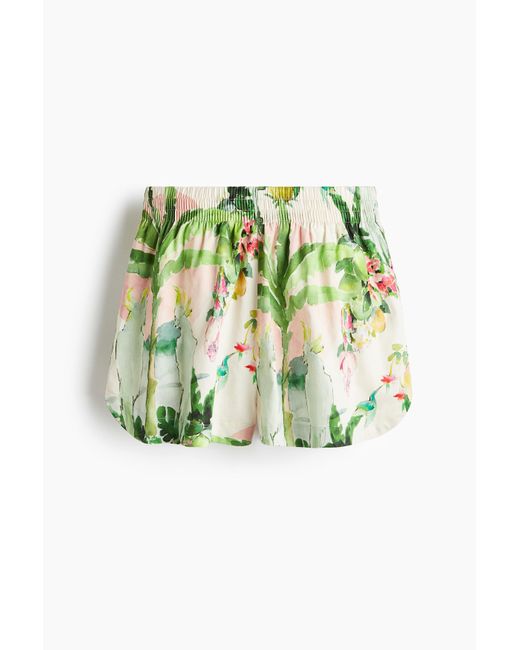 H&M Green Gemusterte Baumwollshorts
