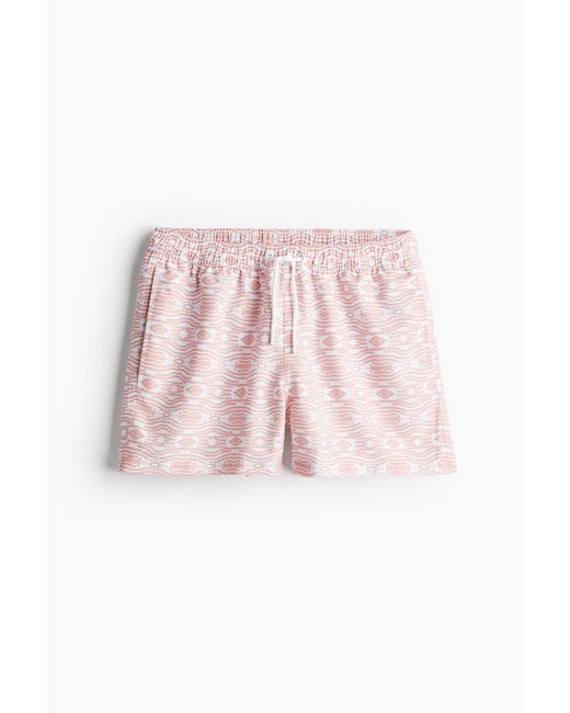 H&M Borg Print Swim Shorts in Pink für Herren