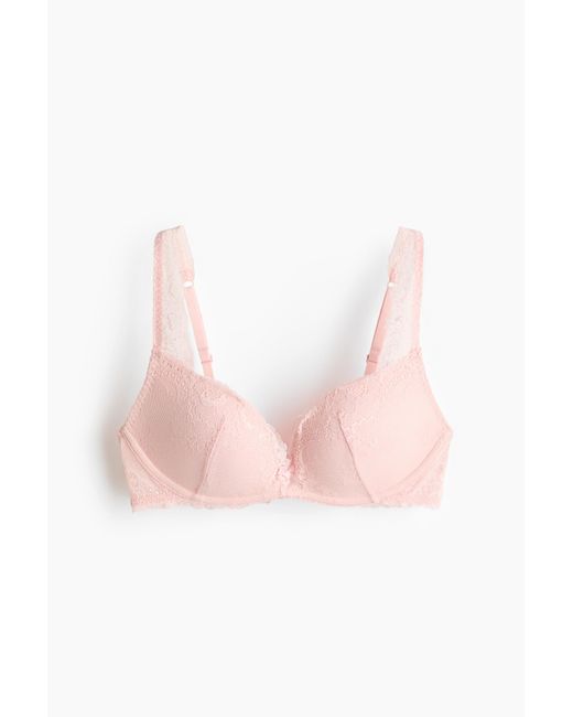 H&M Pink Bügelloser Push-up-BH mit Spitze