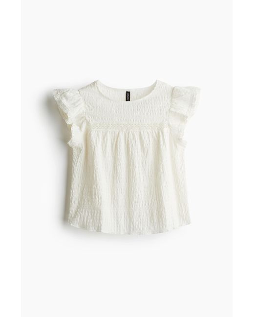 H&M Top Van Structuurtricot in het White