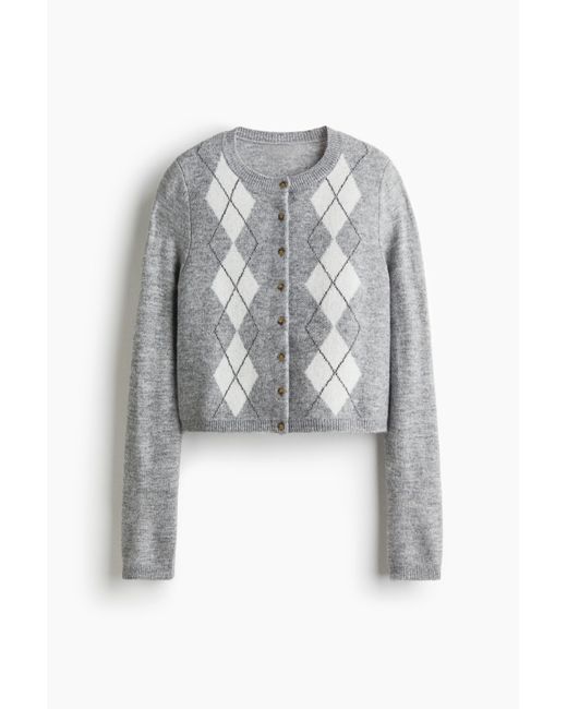 H&M White Cardigan in Jacquardstrick