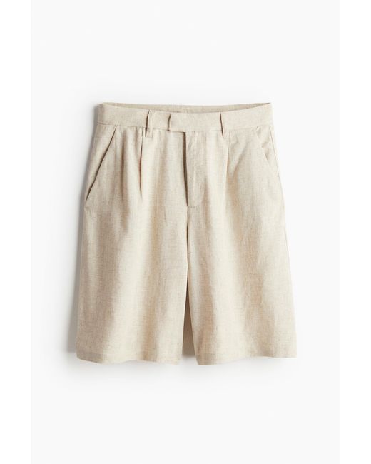 Linen-blend tailored shorts H&M en coloris Natural