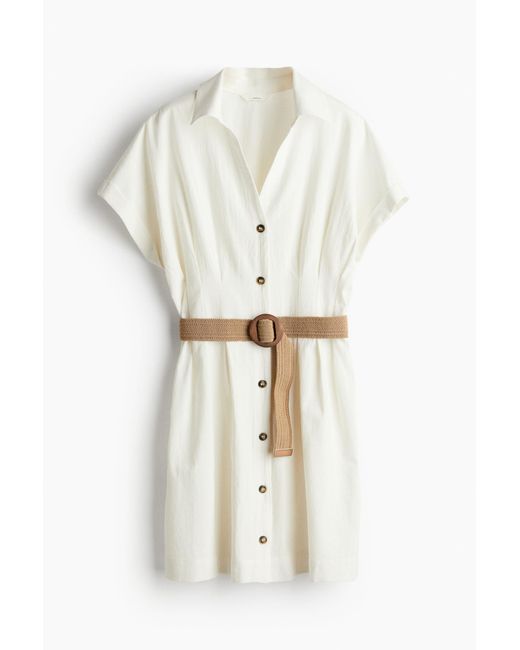 Robe chemise avec ceinture H&M en coloris White