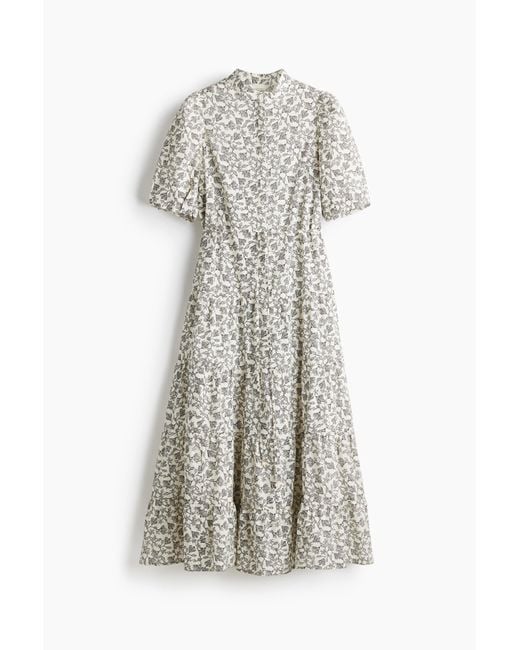 H&M White Langes Baumwollkleid