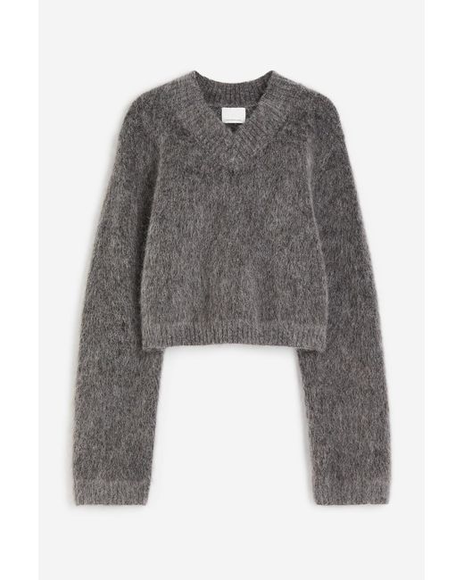 H&M Cropped Trui Van Mohairmix in het Gray