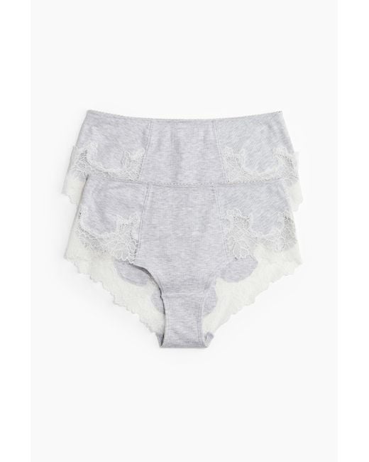 H&M Set Van 2 Katoenen Slips Met Kant in het White