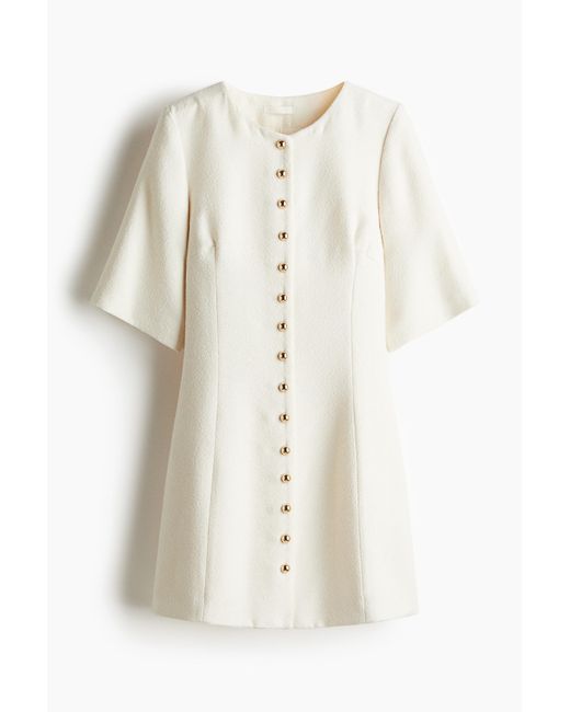 H&M White Bouclé-Kleid