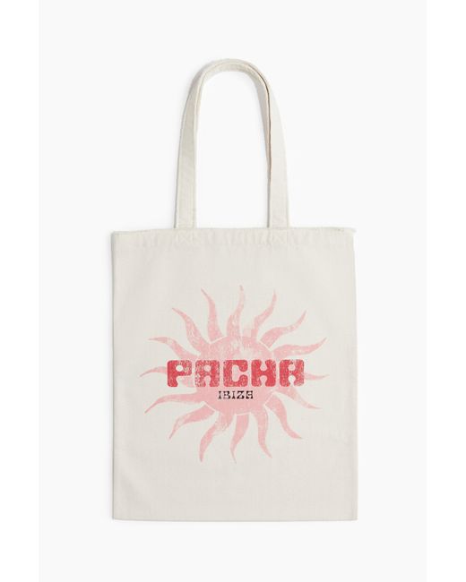 H&M Totebag Met Print in het White