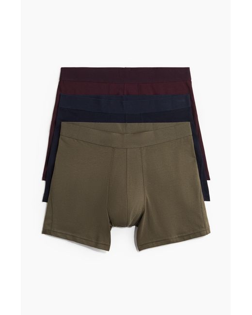 H&M 3er-Pack Halblange Trunks mit Lycra® in Green für Herren