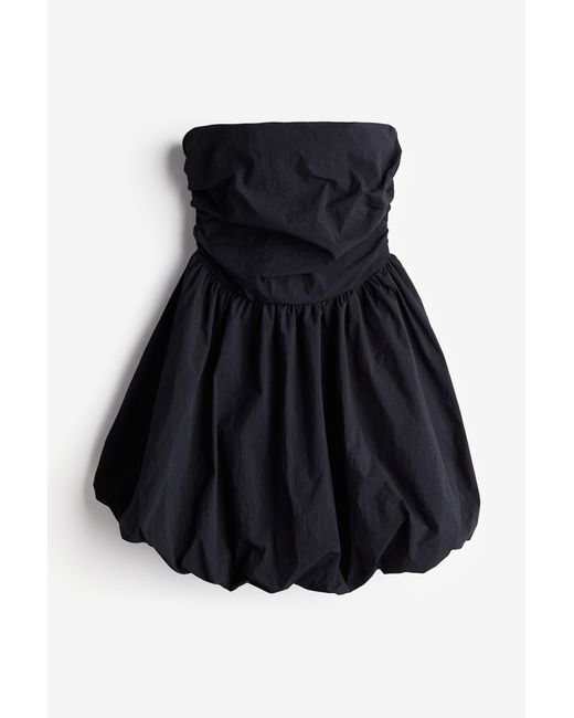 H&M Black Bandeau-Kleid mit Ballonjupe