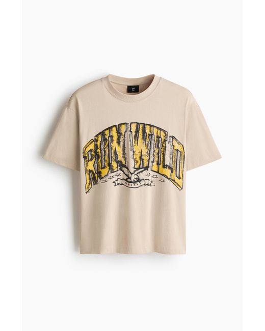H&M Bedrucktes T-Shirt in Loose Fit in Natural für Herren
