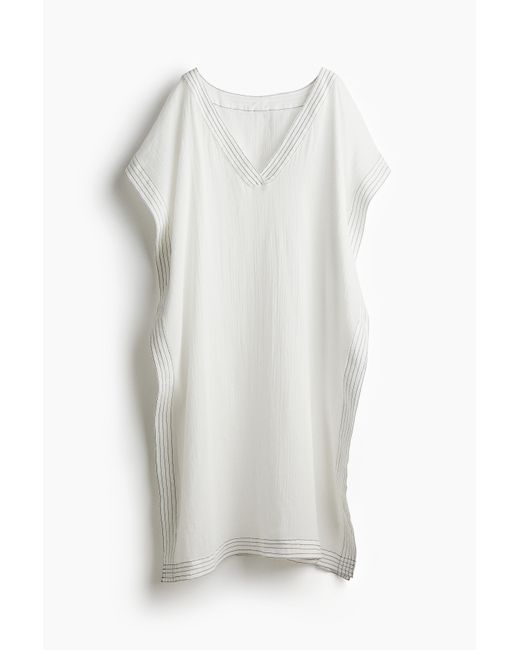 H&M White Strandkaftan aus Leinenmix