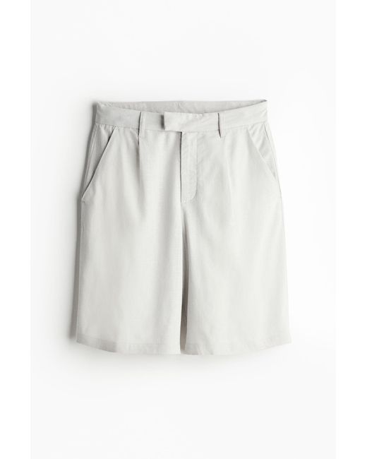 H&M White Elegante Shorts aus Leinenmix