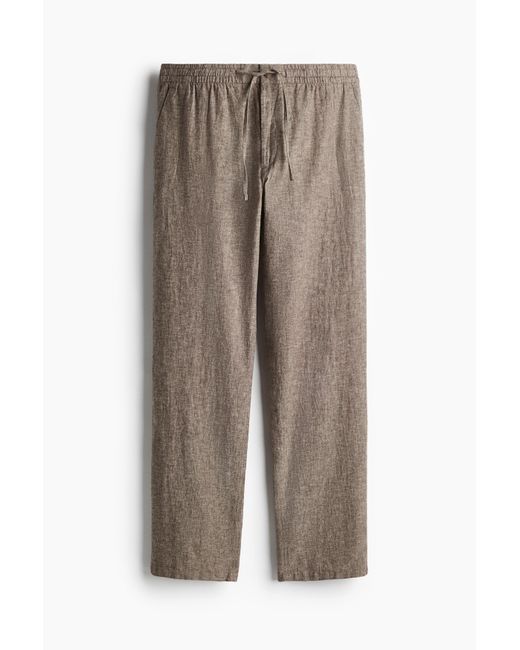 H&M Hose aus Leinenmix in Regular Fit in Brown für Herren