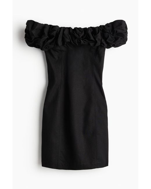 H&M Black Schulterfreies Kleid mit Volants