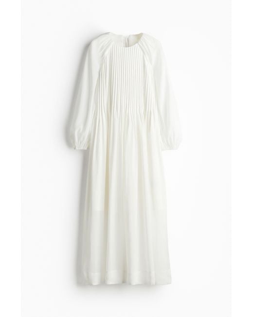 H&M Maxi-jurk Met Platte Plooitjes in het White