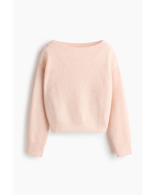 H&M Pink Oversized Pullover mit U-Boot-Ausschnitt