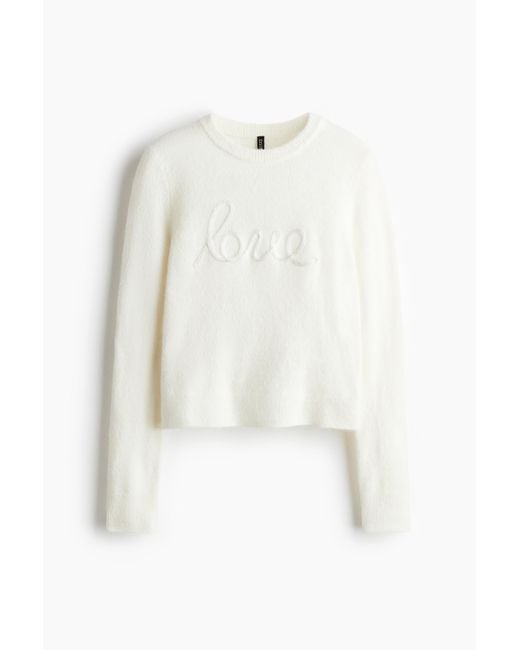 Pull Avec Application H&M en coloris Blanc Lyst