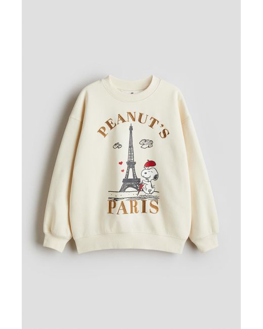 Sweat Oversize Avec Motif Imprimé H&M en coloris Natural