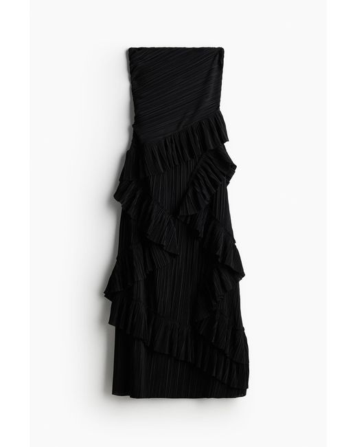 H&M Black Bandeau-Kleid mit Volants