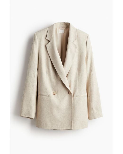 H&M Double-breasted Blazer in het Natural