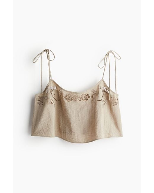 H&M Natural Strandtop mit Broderie Anglaise