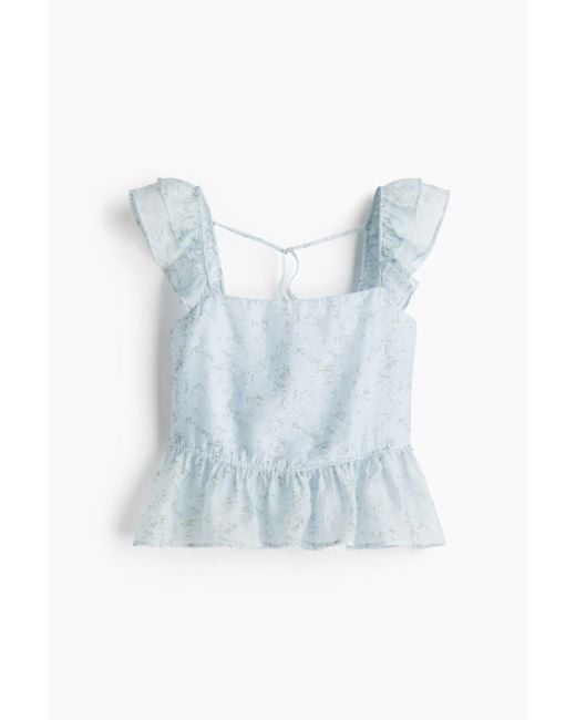 H&M Blue Peplumbluse mit Bindebändern