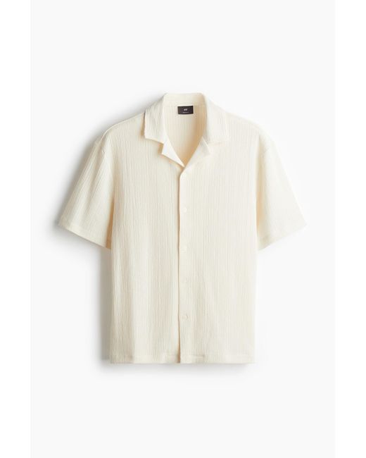 H&M Gecrinkeltes Freizeithemd in Regular Fit in White für Herren