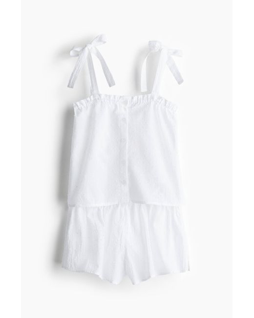 H&M Plumeti Cotton Pyjamas in het White